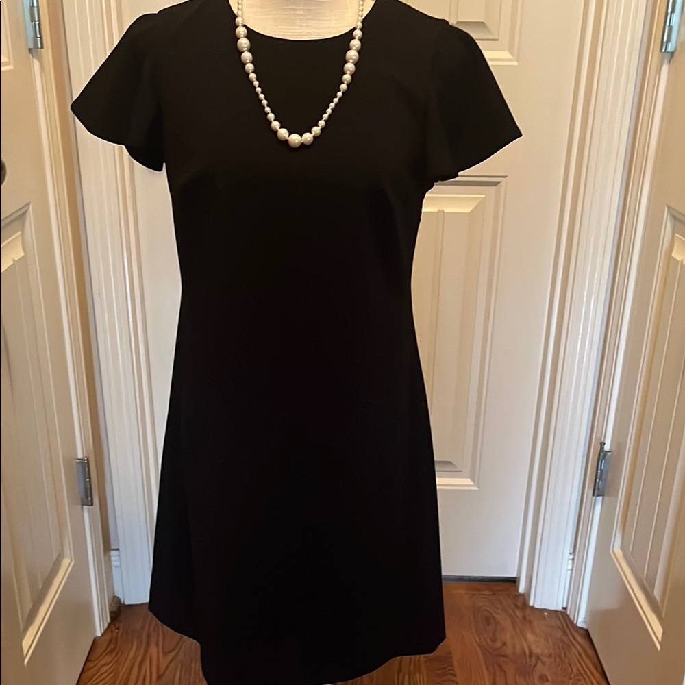 Calvin Klein Black Mini Dress with Short Flutter Sleeves